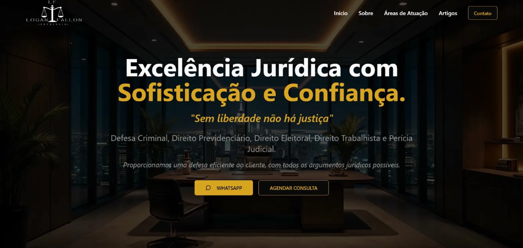 Screenshot do site Logan Fallon Advocacia - Autoridade digital para o escritório