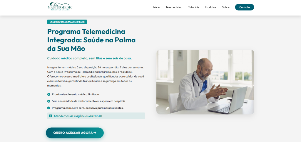 Screenshot do site Mastermedic BH - Saúde e credibilidade online