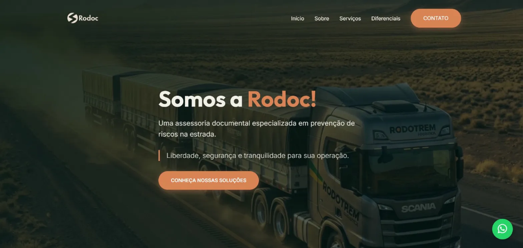 Screenshot do site Rodoc Transportes - Geração de leads qualificados